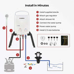 Camplux AY132MAXP Portable Propane Water Heater, Pump Stand Kit