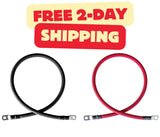 6 Gauge (AWG) Black and Red Pure Copper Battery Cable Wire with Lug Connector Ring Terminals