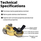 Marine Grade Battery Terminal Top Post Kit for RV, Trucks, Boats, Cars, Campers, Golf Carts (Military Spec. B-12128C)
