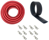 1/0 Gauge Welding Battery Cable Kit - Includes 5 pieces of 3/8" + 5 pieces of 5/16"  Tinned Copper Cable Lugs and 3 Feet Black Heat Shrink Tubing