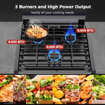 Camplux RV Stove Gas Range Oven w/ 3 Burners Cooktop 17 Inches CLASSIC