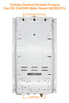 Flame King Tankless Outdoor Portable Camping Hot Shower Propane Gas 10L 2.64GPM Water Heater 68,000 BTU