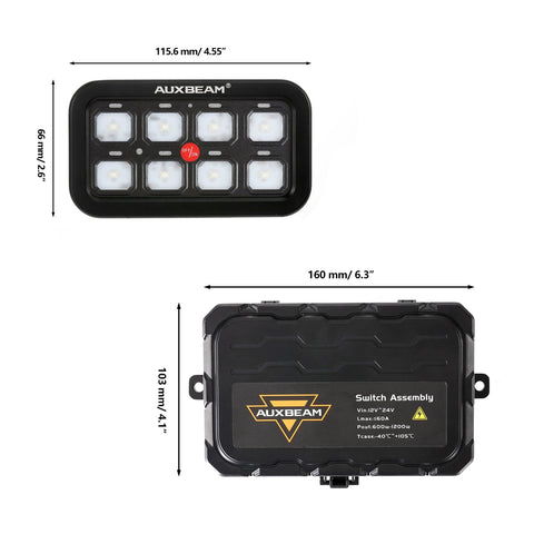 GA80 8 Gang LED Switch Panel Kit Automatic Dimmable Universal(One-Sided  Outlet) Green